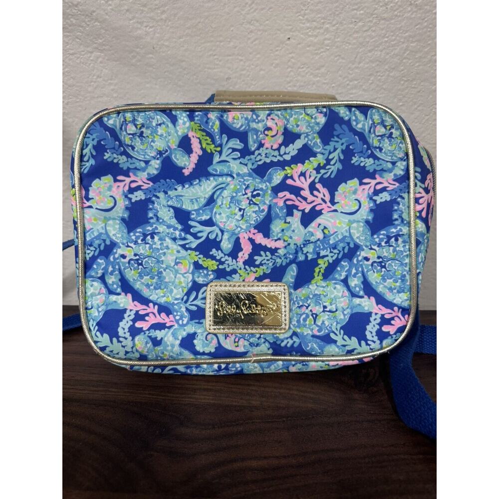 Lilly Pulitzer Insulated Lunch Tote Sea Turtles Blue & Pink